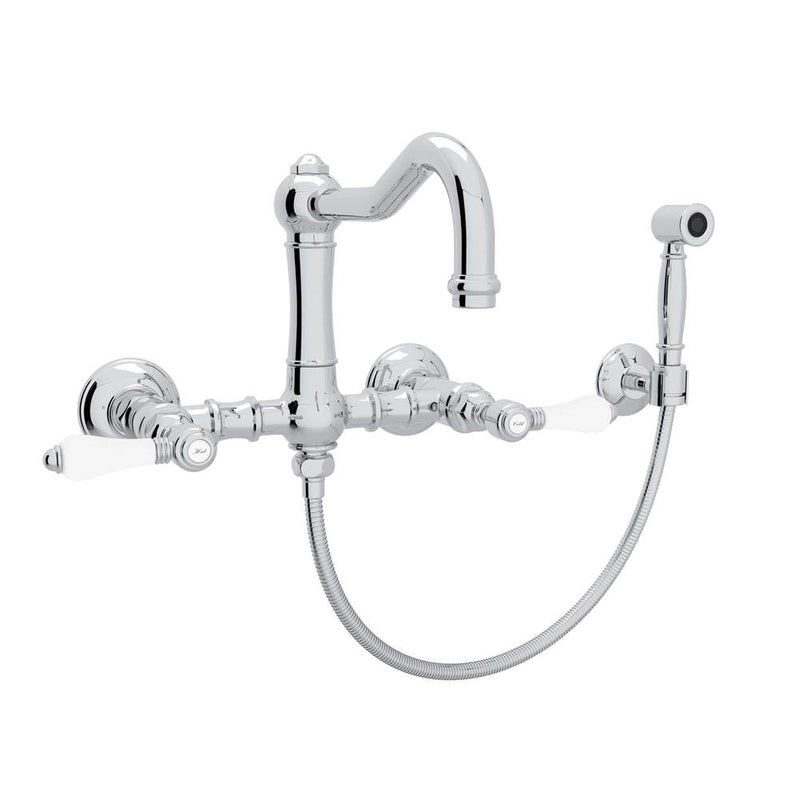 Rohl A1456LPWS-2 Acqui Wall Mount Bridge Kitchen Faucet With Sidespray And Column Spout - Parent