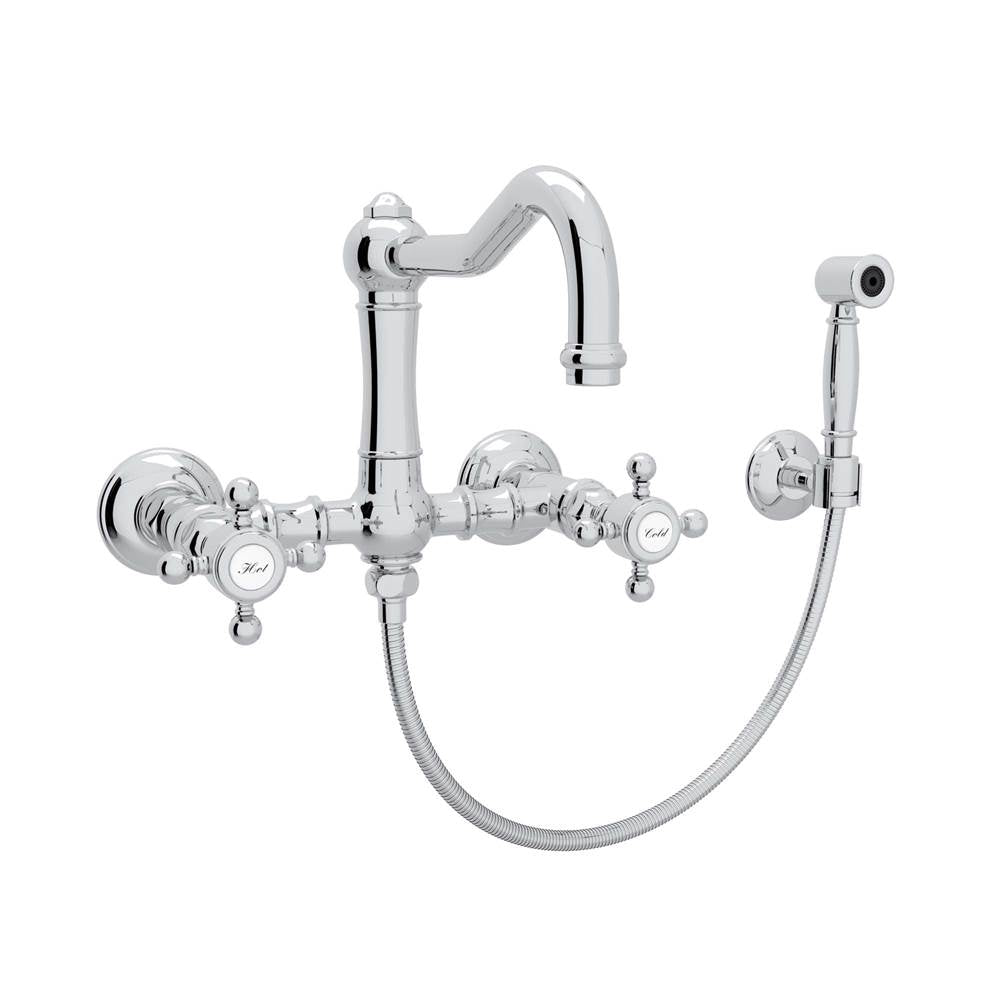 Rohl A1456XMWS-2 Acqui Wall Mount Bridge Kitchen Faucet With Sidespray And Column Spout - Parent