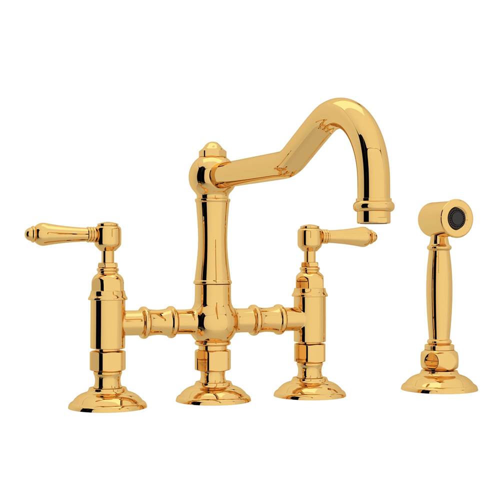 Rohl A1458LMWS-2 Acqui Bridge Kitchen Faucet With Side Spray
