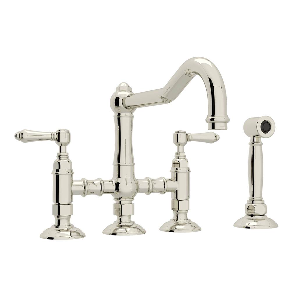 Rohl A1458LMWS-2 Acqui Bridge Kitchen Faucet With Side Spray