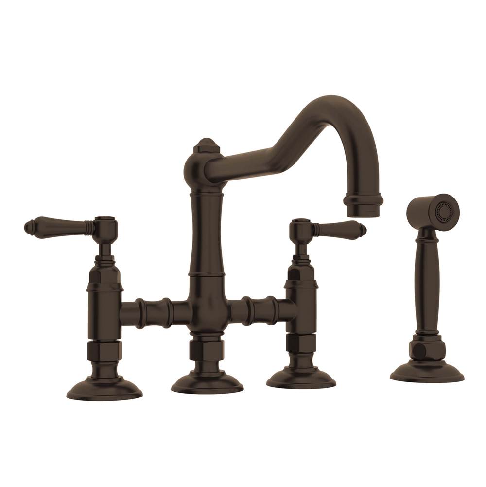 Rohl A1458LMWS-2 Acqui Bridge Kitchen Faucet With Side Spray