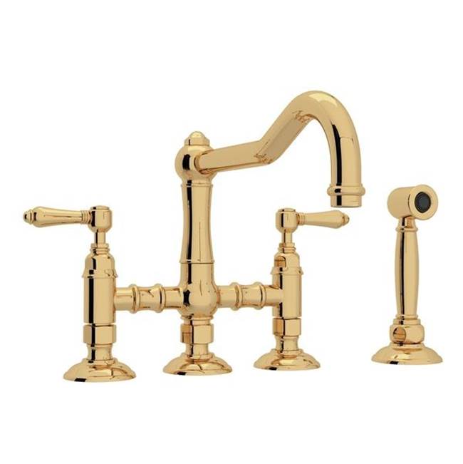 Rohl A1458LMWS-2 Acqui Bridge Kitchen Faucet With Side Spray