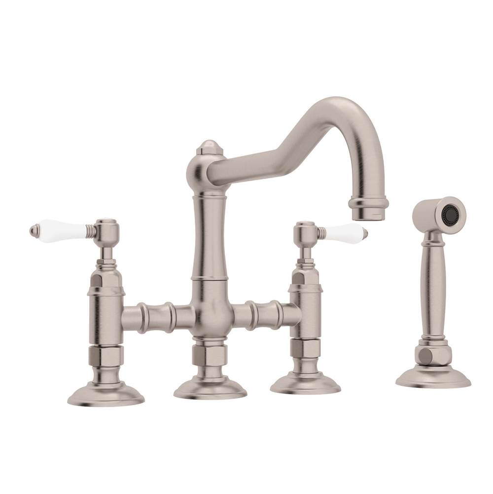 Rohl A1458LPWS-2 Acqui Bridge Kitchen Faucet With Side Spray