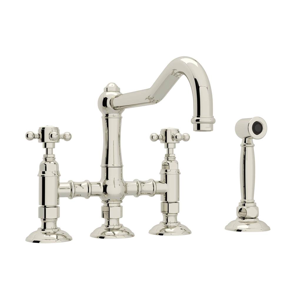 Rohl A1458XMWS-2 Acqui Bridge Kitchen Faucet With Side Spray