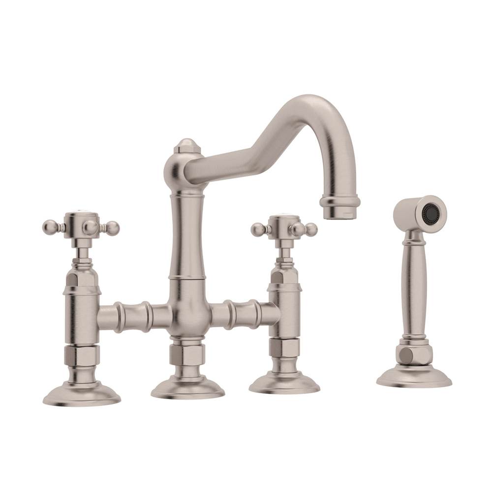 Rohl A1458XMWS-2 Acqui Bridge Kitchen Faucet With Side Spray