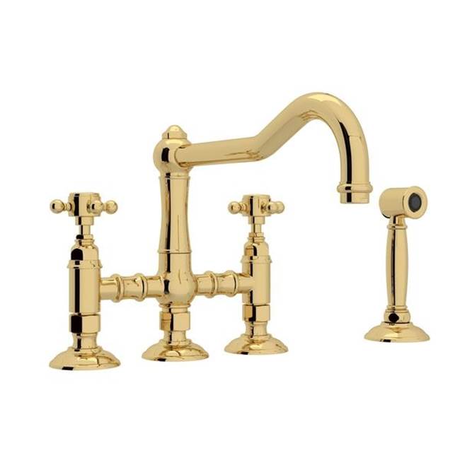 Rohl A1458XMWS-2 Acqui Bridge Kitchen Faucet With Side Spray