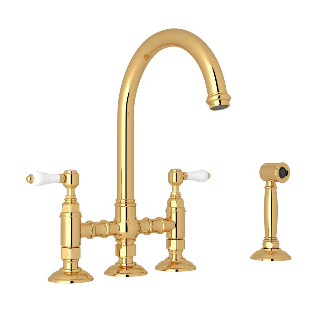Rohl A1461LPWS-2 San Julio Bridge Kitchen Faucet With Side Spray
