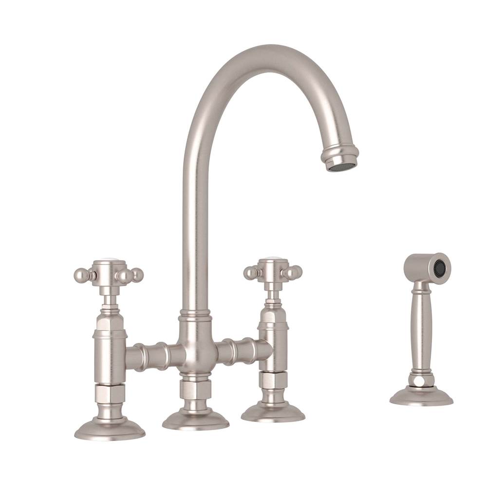 Rohl A1461XMWS-2 San Julio Bridge Kitchen Faucet With Side Spray