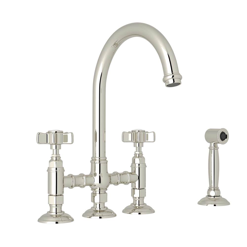 Rohl A1461XWS-2 San Julio Bridge Kitchen Faucet With Side Spray