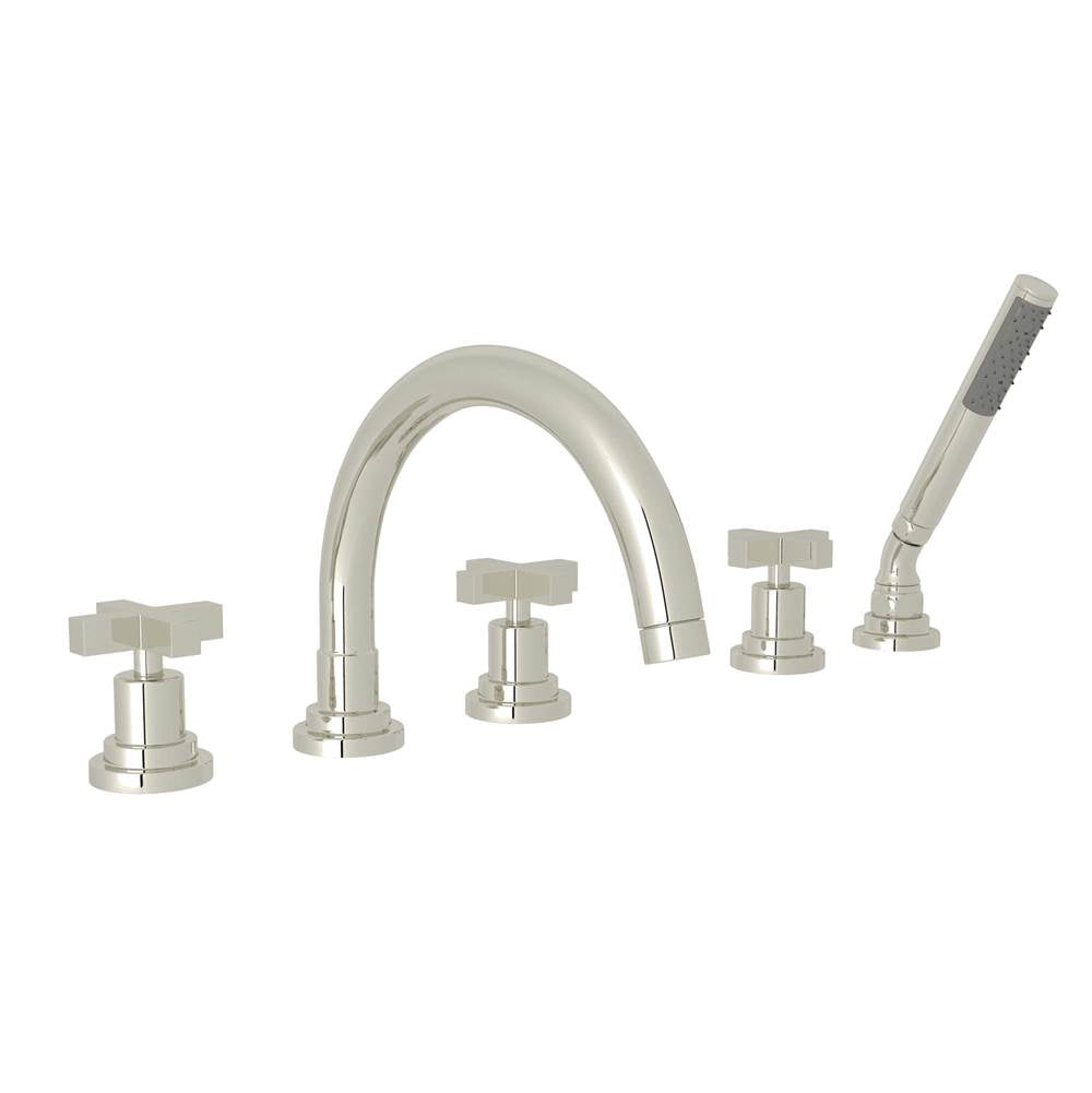 Rohl A2214XM Lombardia 5-Hole Deck Mount Tub Filler With C-Spout