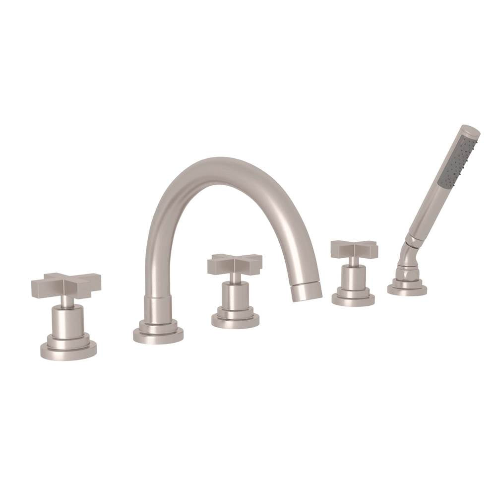 Rohl A2214XM Lombardia 5-Hole Deck Mount Tub Filler With C-Spout