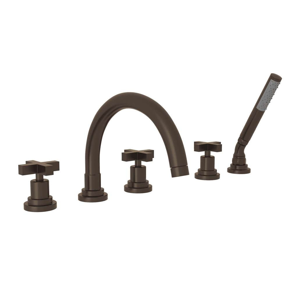 Rohl A2214XM Lombardia 5-Hole Deck Mount Tub Filler With C-Spout