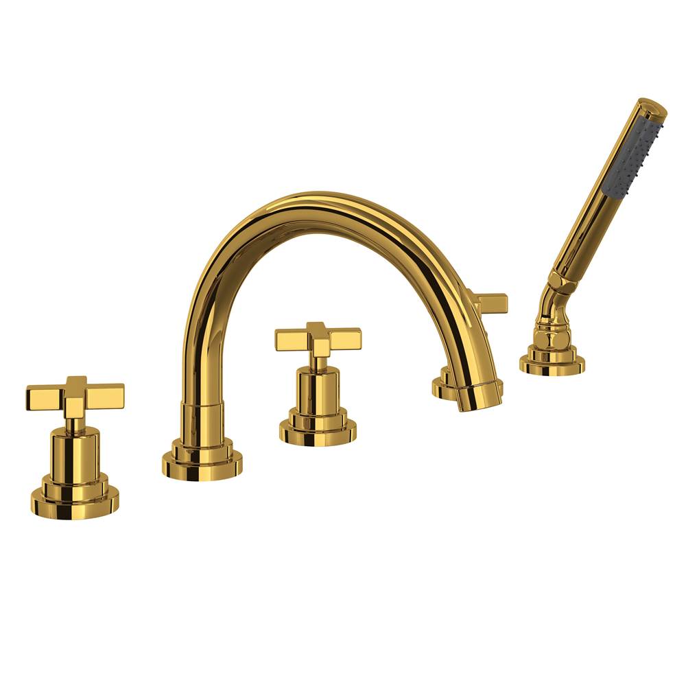 Rohl A2214XM Lombardia 5-Hole Deck Mount Tub Filler With C-Spout