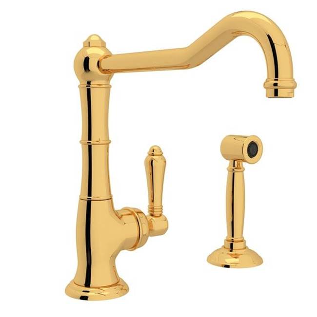 Rohl A3650/11LMWS-2 Acqui Extended Spout Kitchen Faucet With Side Spray
