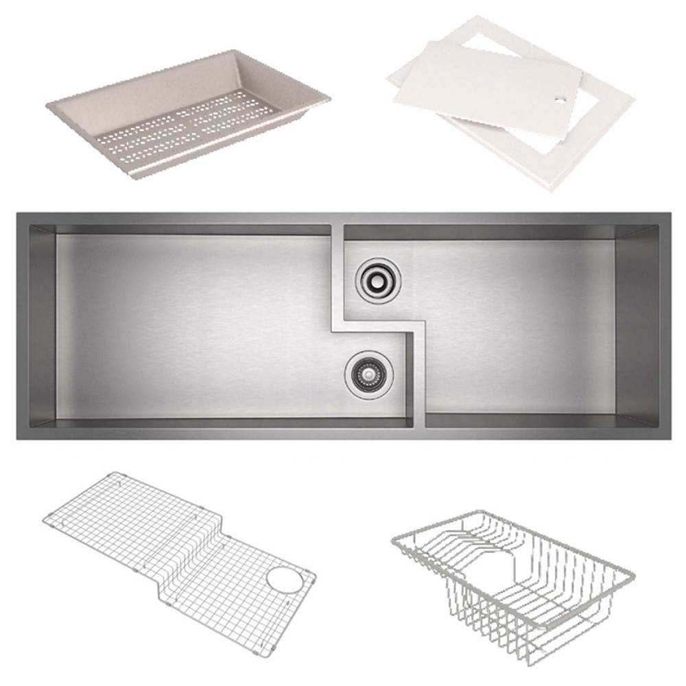 Rohl RUWKIT49162SB Culinario 50" Stainless Steel Chef/Workstation Sink With Accessories