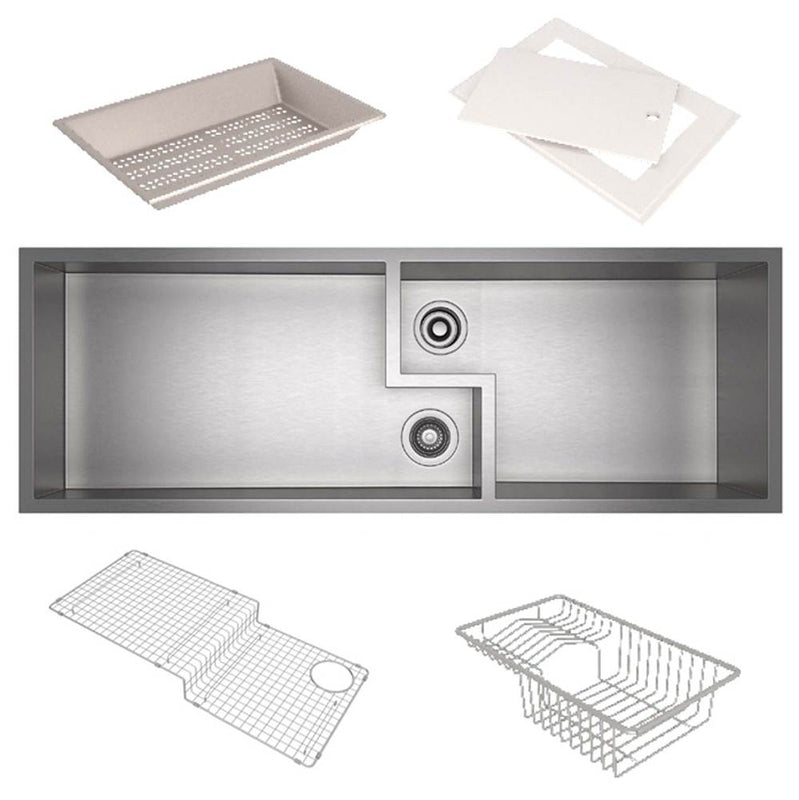 Rohl RUWKIT49162SB Culinario 50" Stainless Steel Chef/Workstation Sink With Accessories