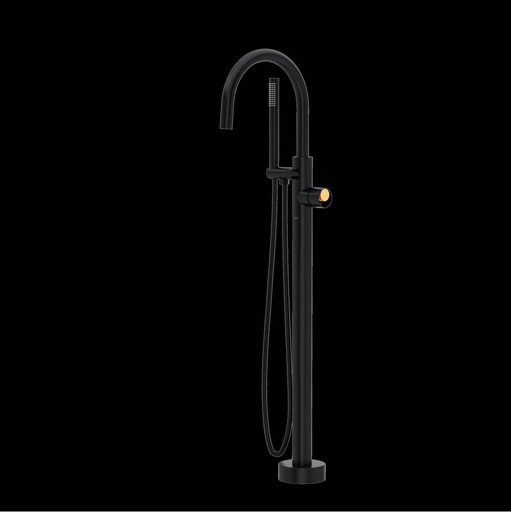Rohl TEC06HF1IW Eclissi Single Hole Floor Mount Tub Filler Trim With C-Spout