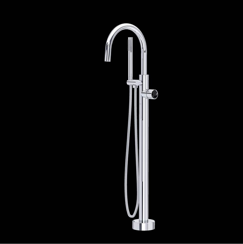 Rohl TEC06HF1IW Eclissi Single Hole Floor Mount Tub Filler Trim With C-Spout
