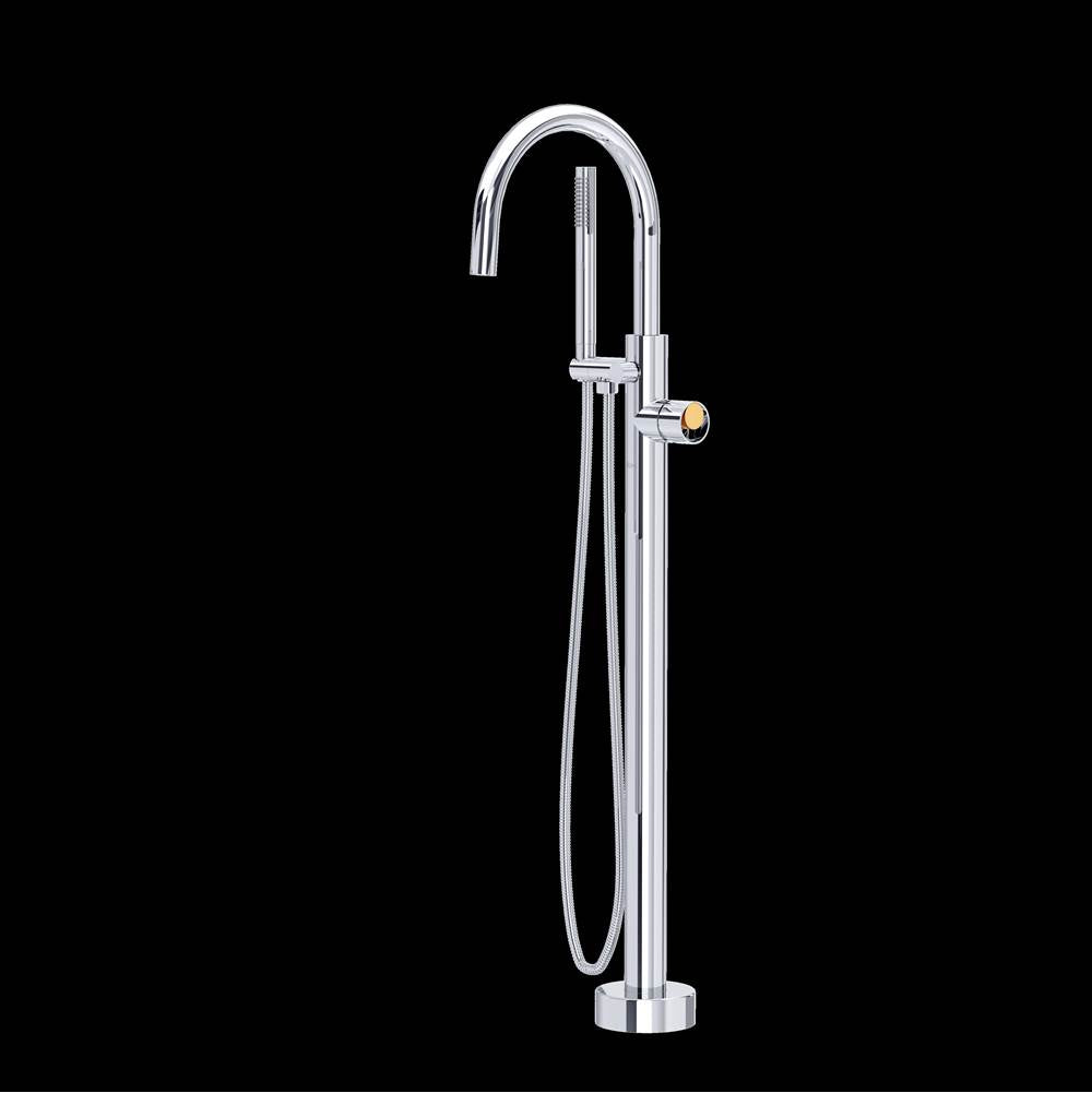 Rohl TEC06HF1IW Eclissi Single Hole Floor Mount Tub Filler Trim With C-Spout