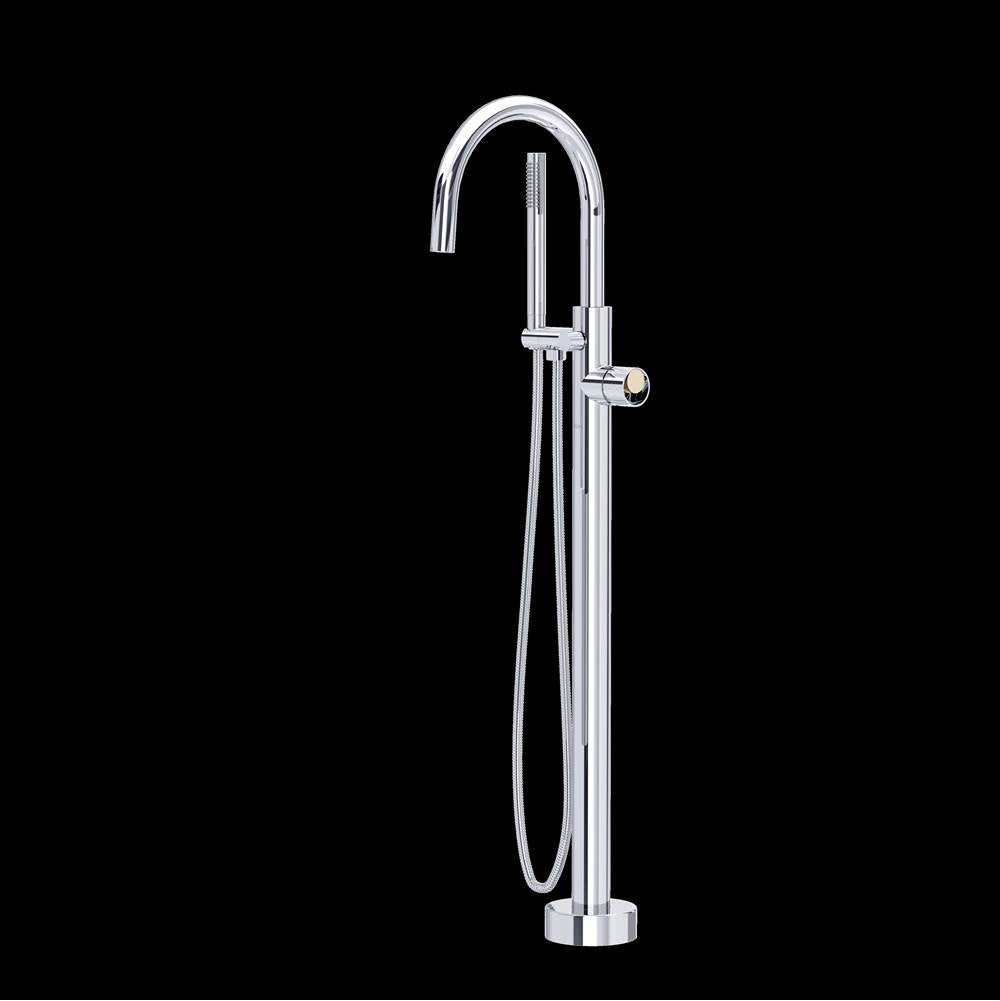 Rohl TEC06HF1IW Eclissi Single Hole Floor Mount Tub Filler Trim With C-Spout
