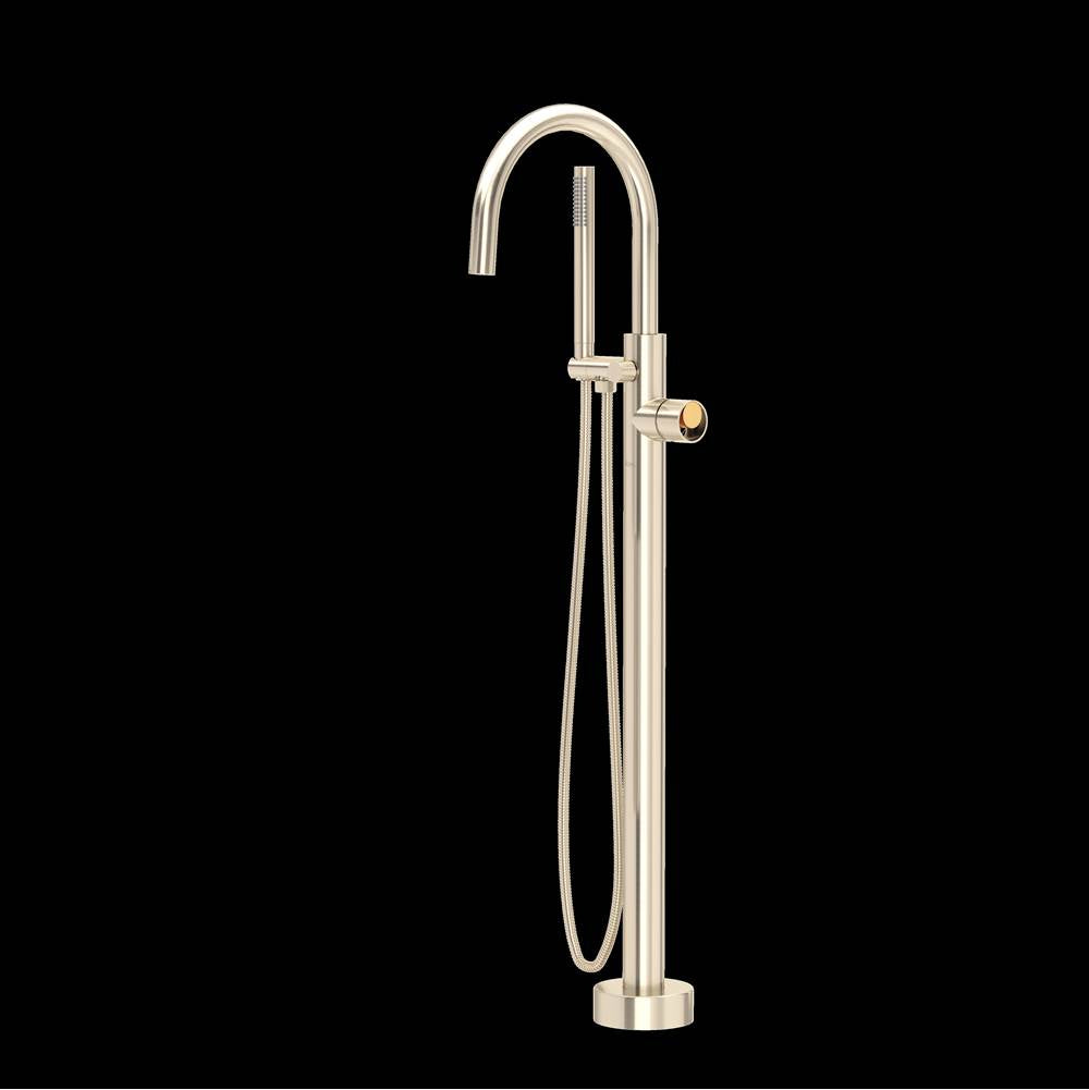 Rohl TEC06HF1IW Eclissi Single Hole Floor Mount Tub Filler Trim With C-Spout