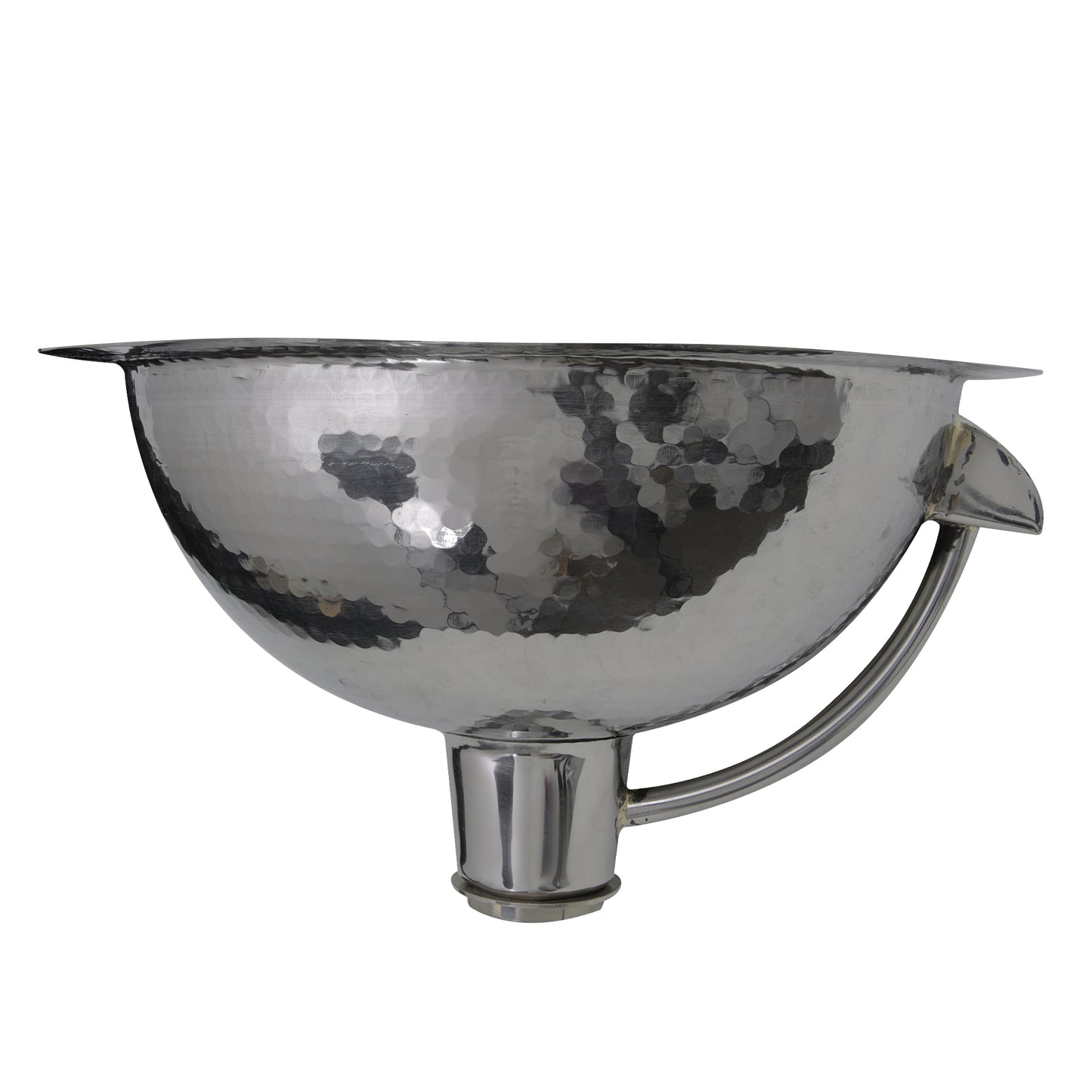 Nantucket Sinks ROS-OF ROS-OF 13 Inch Hand Hammered Stailess Steel Round Undermount Bathroom Sink With Overflow