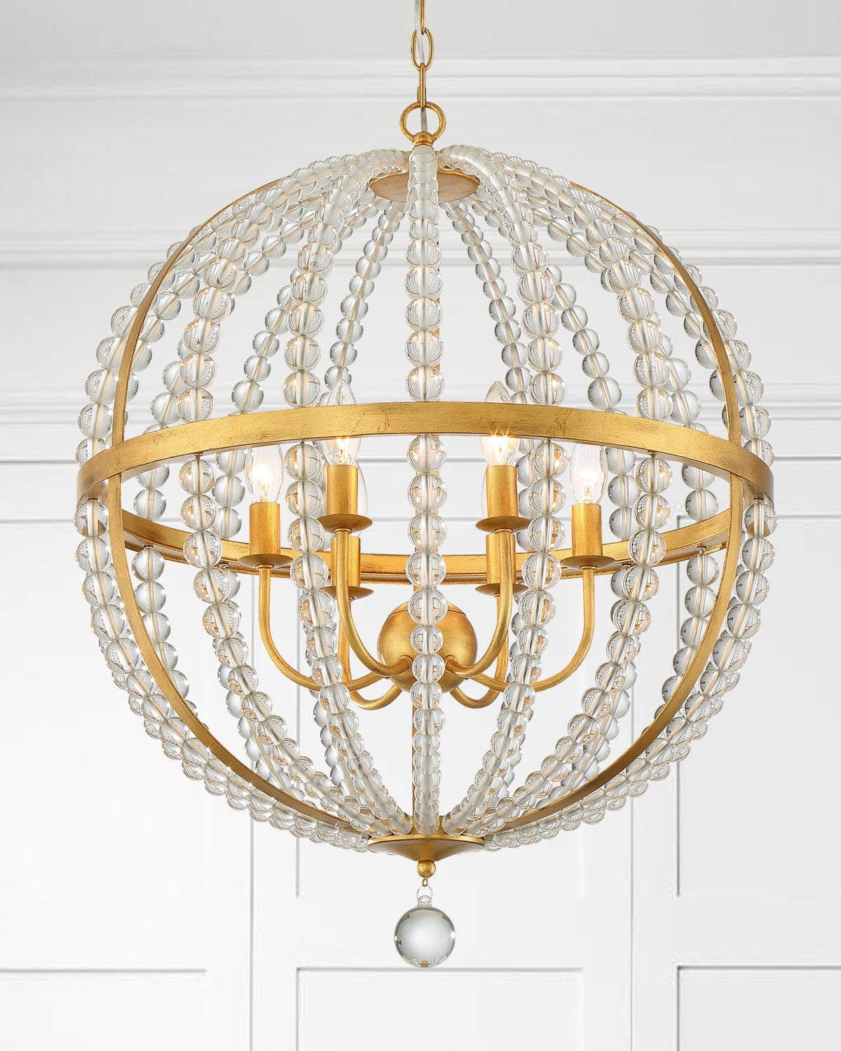 Crystorama ROX-A9006-GA Roxy 6 Light Chandelier - Antique Gold