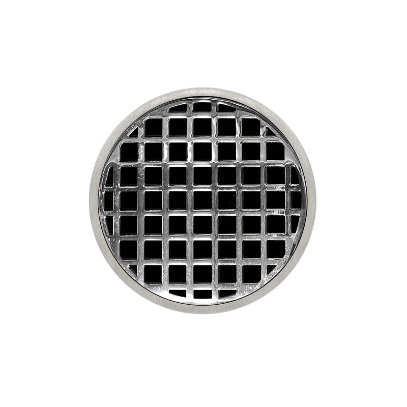Infinity Drain RQD 5-2I 5” x 5” RQD 5 - Strainer - Squares Pattern & 2" Throat w/Cast Iron Drain Body 2” Outlet
