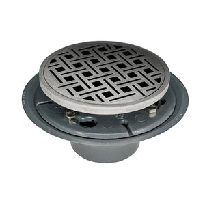 Infinity Drain RVD 5-2I 5” x 5” RVD 5 - Strainer - Weave Pattern & 2" Throat w/Cast Iron Drain Body 2” Outlet