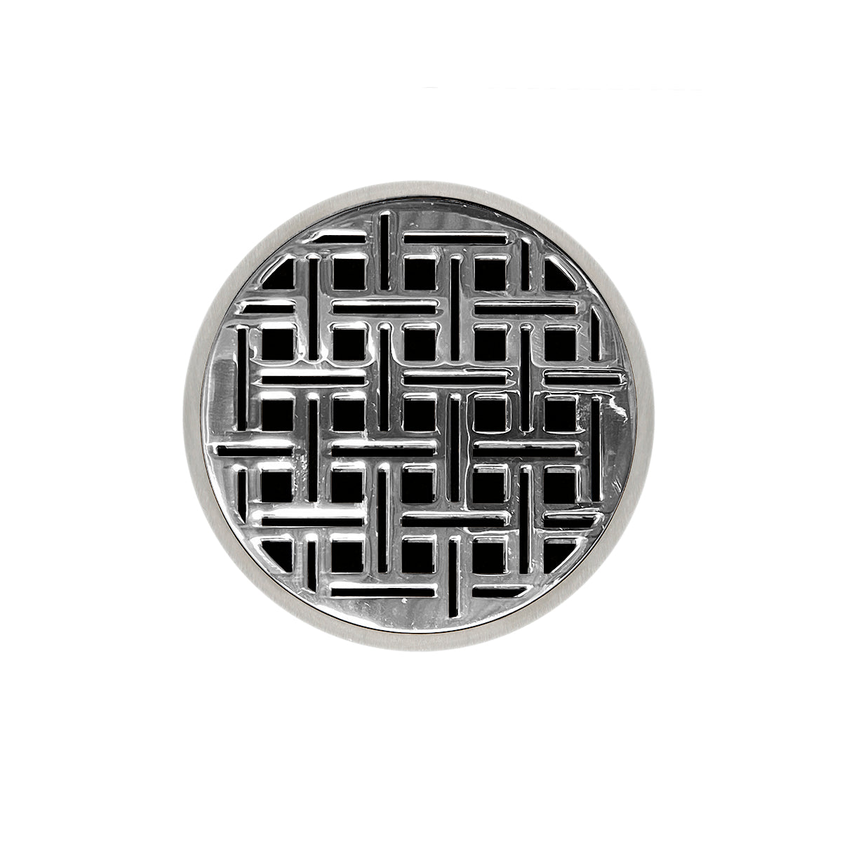 Infinity Drain RVDB 5-S  5" Round RVDB 5 Complete Kit with Weave Pattern Decorative Plate  with Stainless Steel Bonded Flange Drain Body, 2" No Hub Outlet