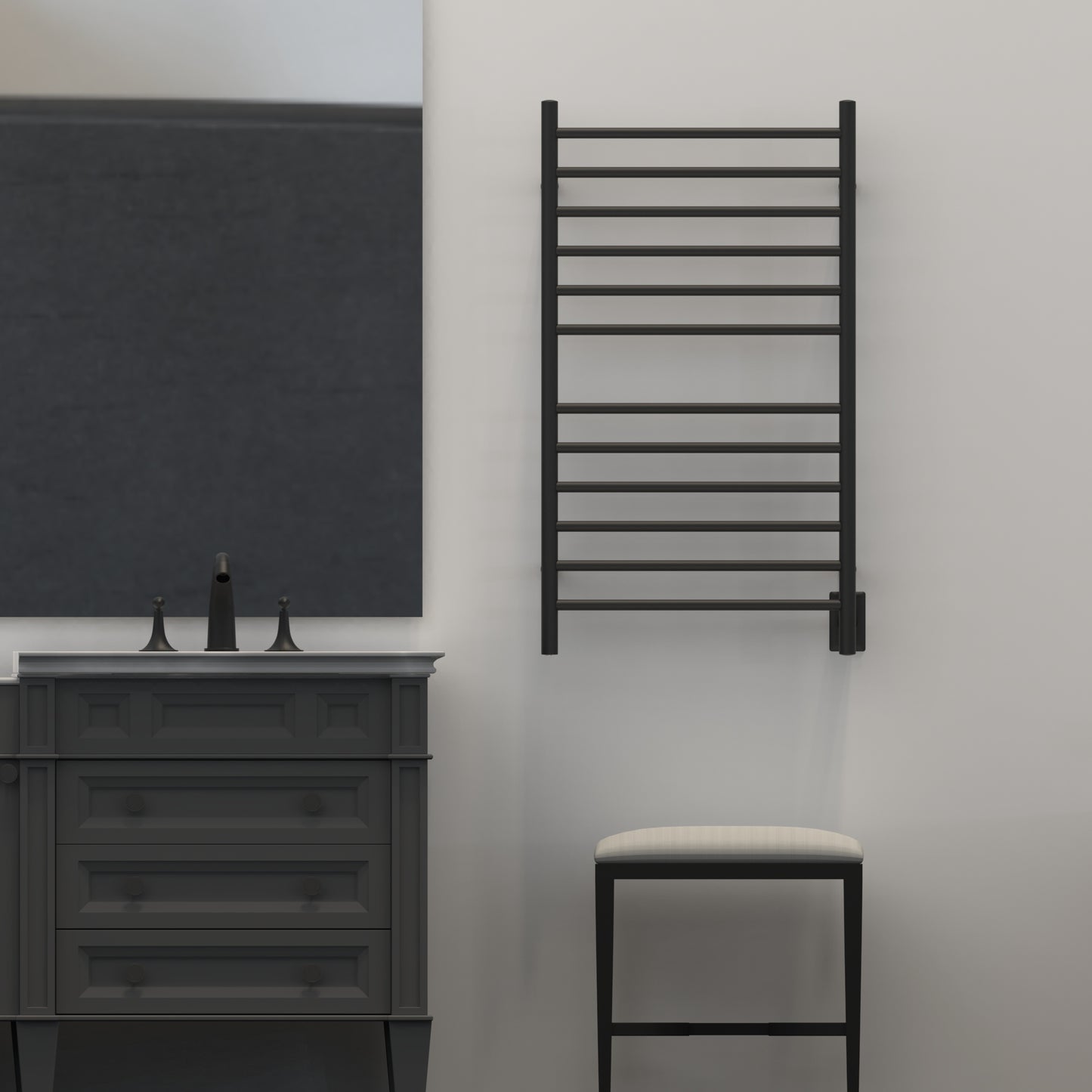 Amba RWHL-SMB Radiant Large Hardwired Straight 12 Bar Towel Warmer  - Matte Black