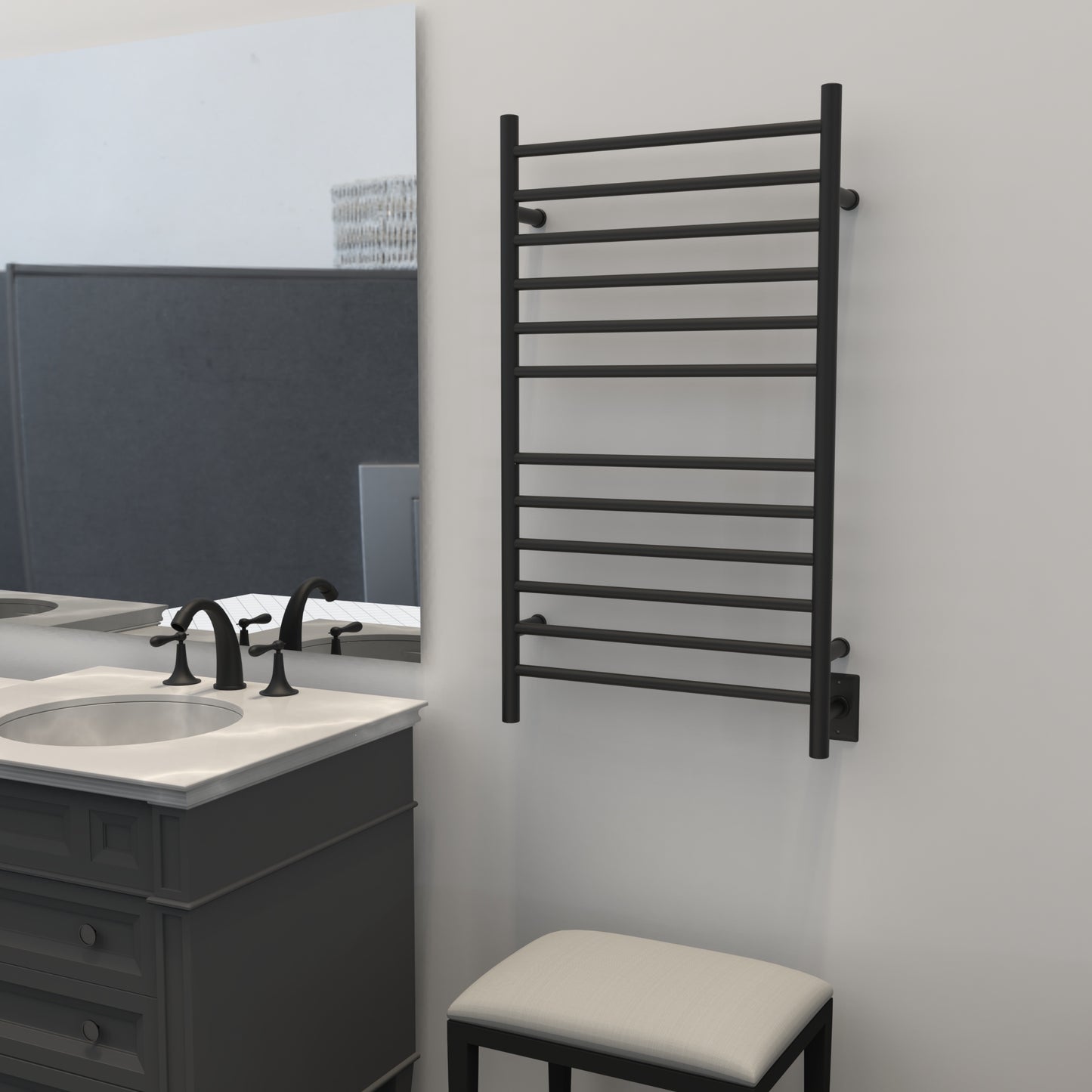 Amba RWHL-SMB Radiant Large Hardwired Straight 12 Bar Towel Warmer  - Matte Black
