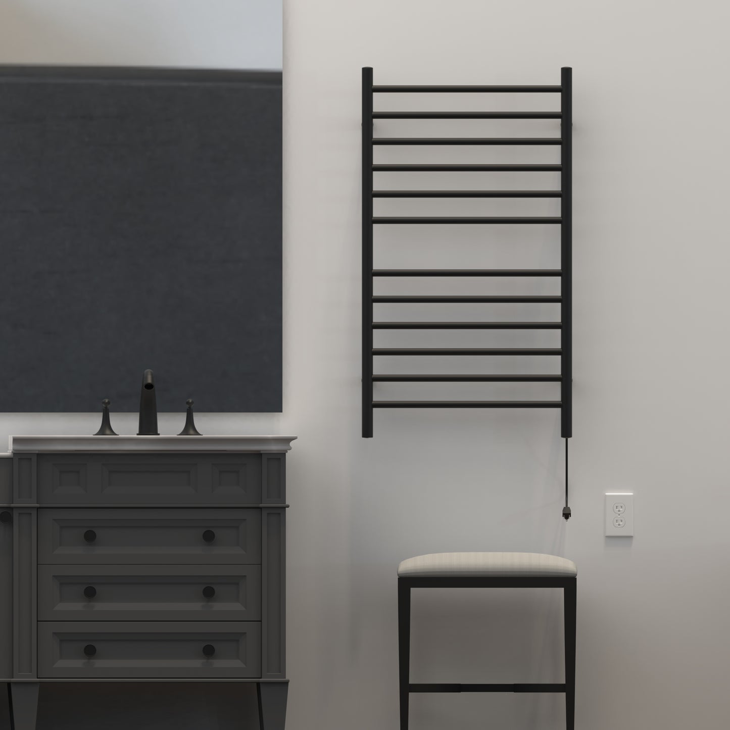 Amba RWHL-SMB Radiant Large Hardwired Straight 12 Bar Towel Warmer  - Matte Black