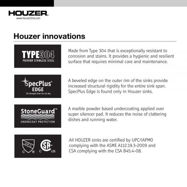 Houzer SCF-1830-1 Hospitality 18 Inch Stainless Steel Drop-In Topmount Round Bar and Prep Sink