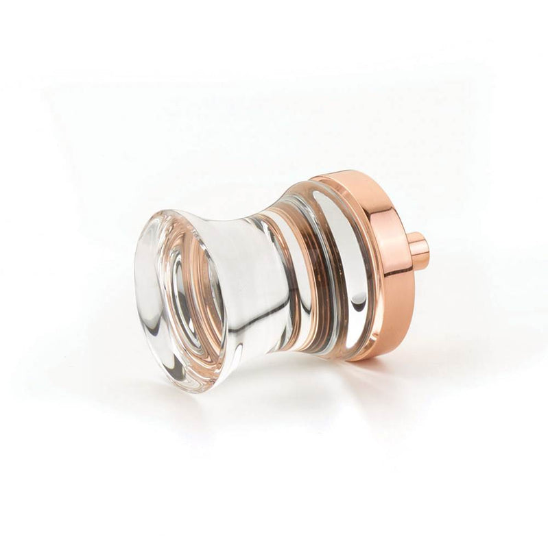 Schaub 76-PRG City Lights Concave Glass Knob 1-1/8" Dia - Polished Rose Gold