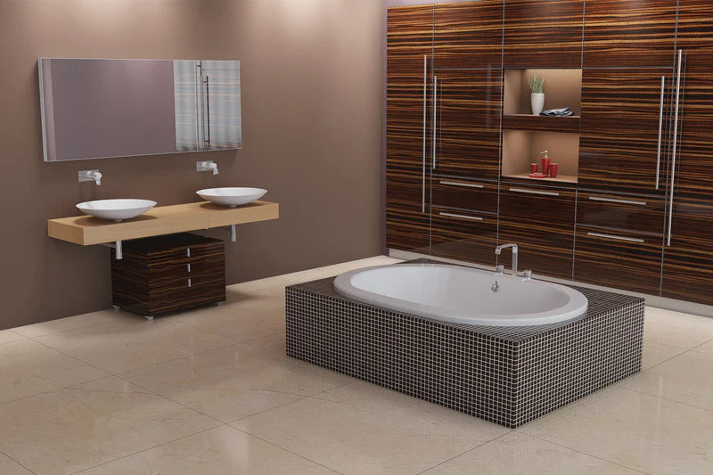 Americh SF6042PA5-WH Sol Flat Deck 60" x 42" Drop In Platinum Combo 3 Tub