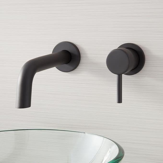Signature Hardware Rotunda Wall-Mount Bathroom Faucet - Matte Black