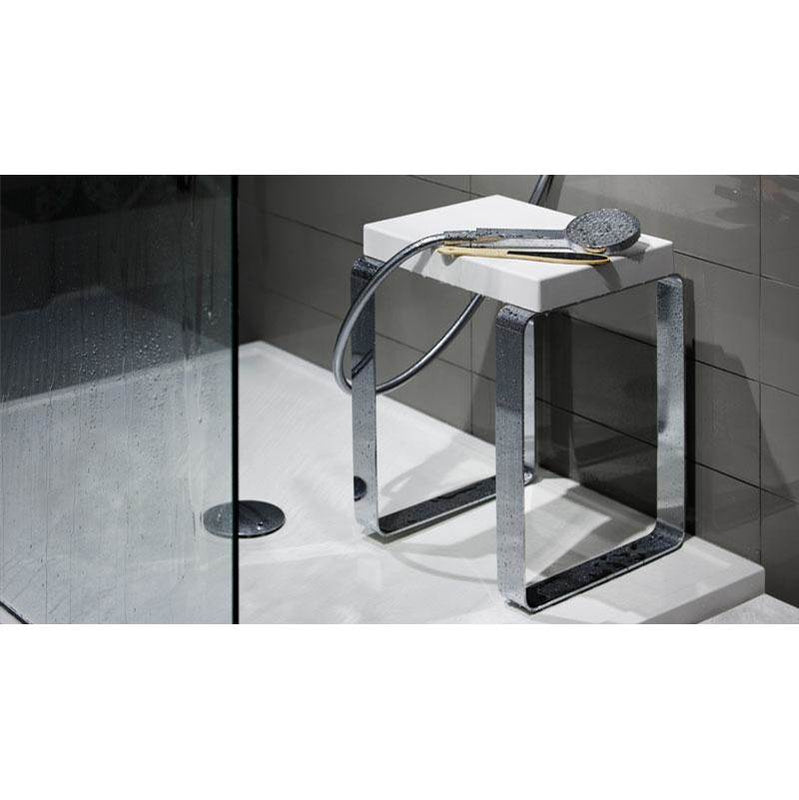 Wet Style STC14FS-B-5 Cube Bench - 17 1/2 X 14 3/16 - White/Brushed