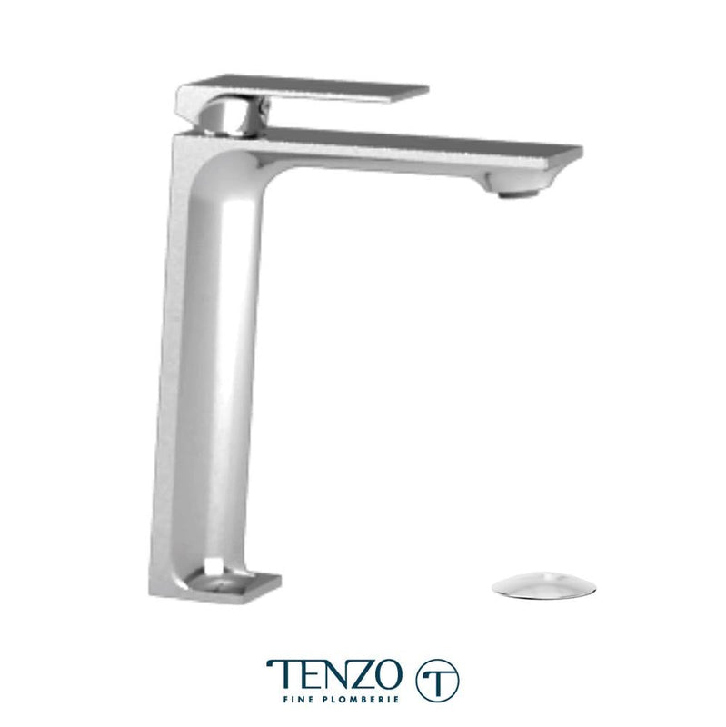 Tenzo SL12-P-CR Slik Single Hole Tall Lavatory Faucet Chrome With Drain