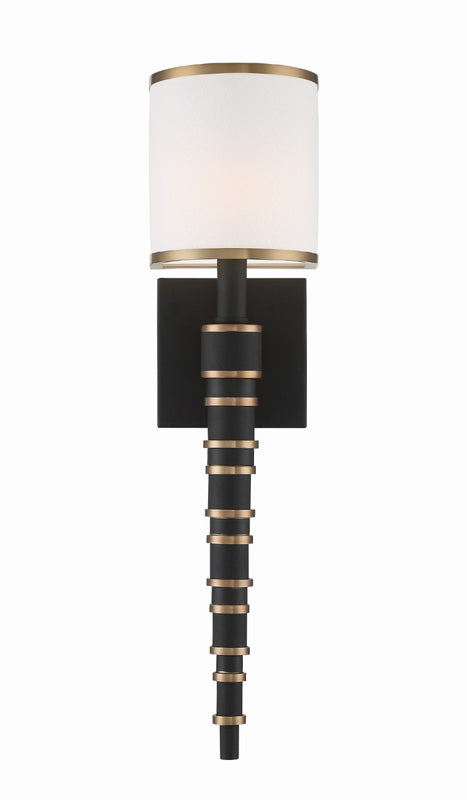 Crystorama SLO-A3601-VG-BF Sloane 1 Light Wall Mount - Vibrant Gold and Black Forged