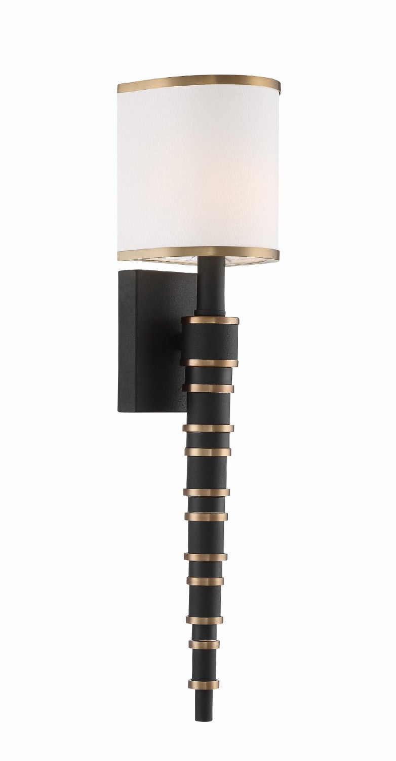 Crystorama SLO-A3601-VG-BF Sloane 1 Light Wall Mount - Vibrant Gold and Black Forged