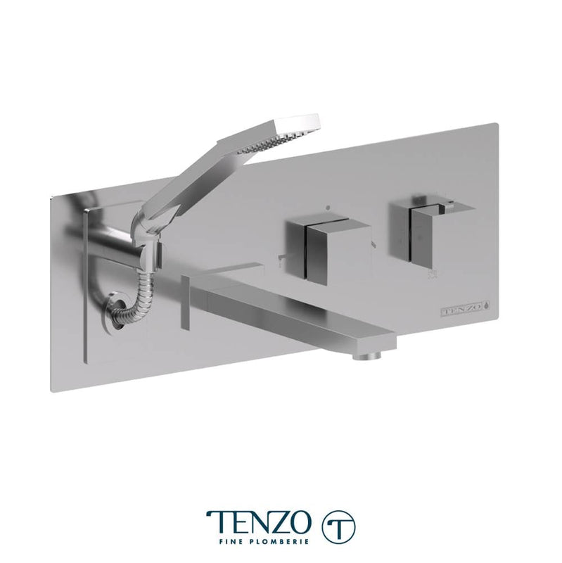 Tenzo SLT73-CR Wall Mount Tub Faucet With Retractable Hose Slik Chrome