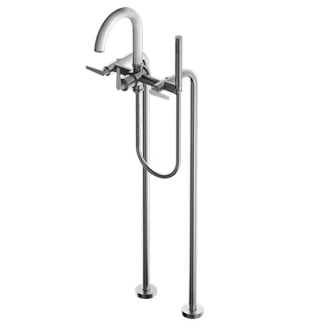 Santec 7051HO Athena Floor Mount Tub Filler With Ho Handles And Single Function Handheld Shower