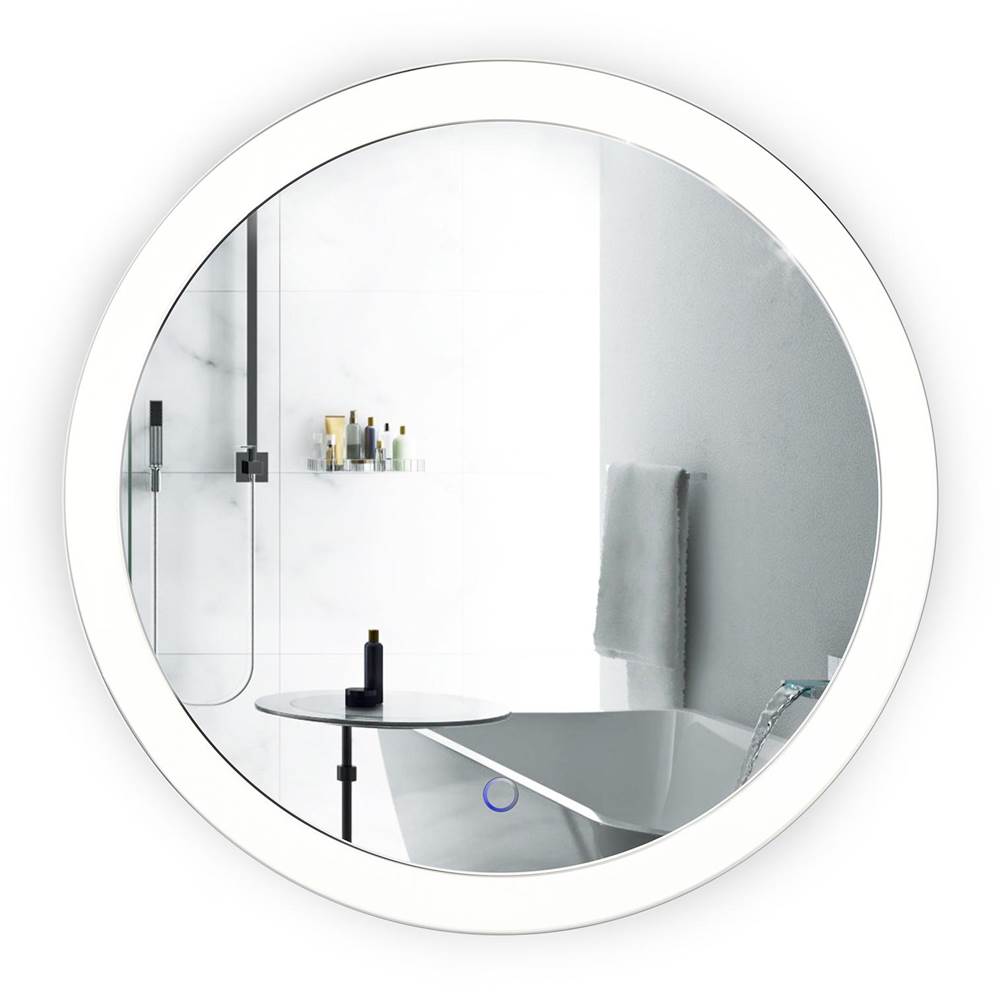 Krugg SOL2222R Sol Round 22 x 22 LED Bathroom Mirror With Dimmer Defogger Round Back-lit Vanity Mirror