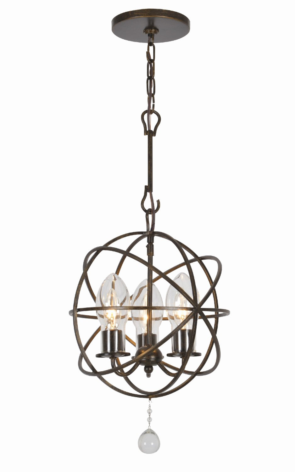 Crystorama SOL-9325-EB Solaris 3 Light Sphere Outdoor Chandelier - English Bronze