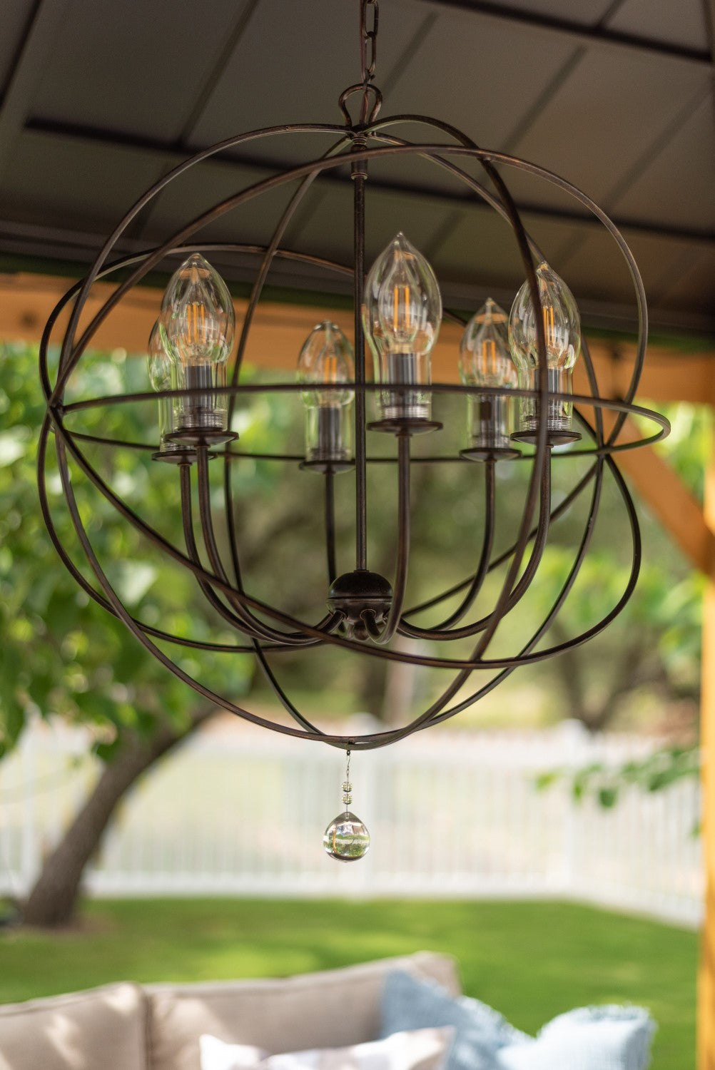 Crystorama SOL-9326-EB Solaris 6 Light Sphere Outdoor Chandelier - English Bronze