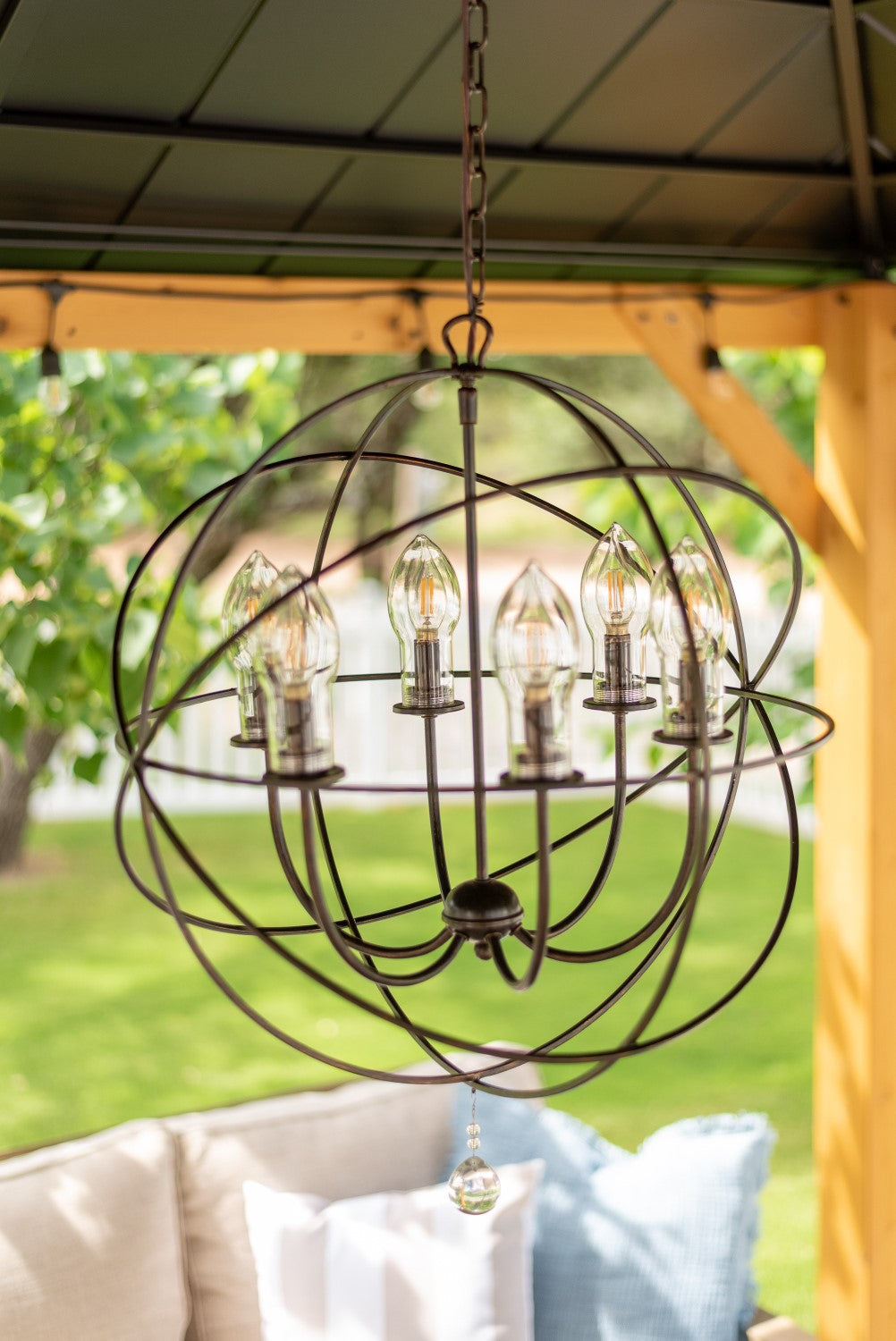 Crystorama SOL-9326-EB Solaris 6 Light Sphere Outdoor Chandelier - English Bronze