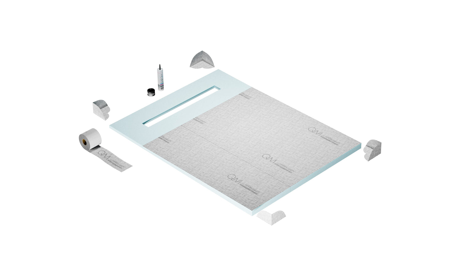 QM Drains SP48.33.500.36FSO Shower Pan Curbless Kit 48" With A 36" Mist (Tile-In) Linear Drain Flange Edge Side Outlet