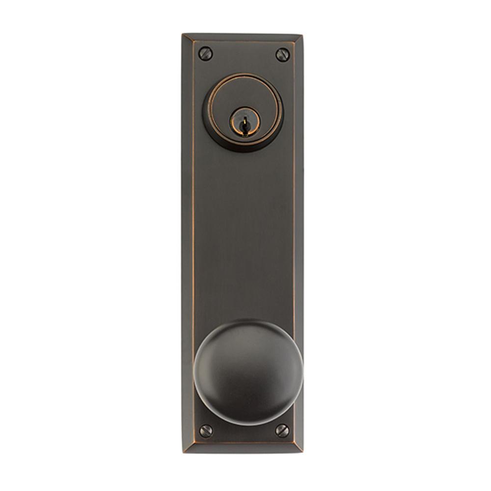 Emtek 8980P Passage Single Keyed , Sideplate Locksets Quincy 5-1/2" Center to Center Keyed , Providence Knob - Parent