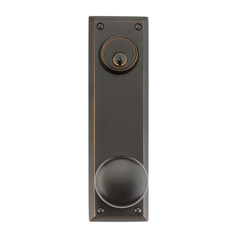 Emtek 8980P Passage Single Keyed , Sideplate Locksets Quincy 5-1/2" Center to Center Keyed , Providence Knob - Parent